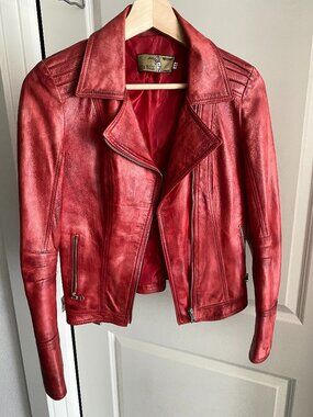 Vera Pelle Made in Italy vintage red leather jacket